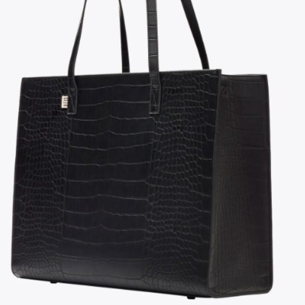 NWT Beis Large Work Tote in Black Croc